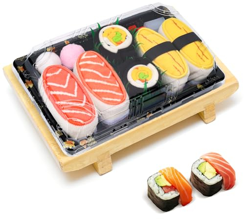 Lustige Socken in Sushi-Form Herren Papa Damen-Geschenke für Männer Lustig Witzige Verrückte Motiv Socken Japanische Geschenkideen Vatertagsgeschenk Ostern Weihnachten Geburtstagsgeschenk -3 Paar