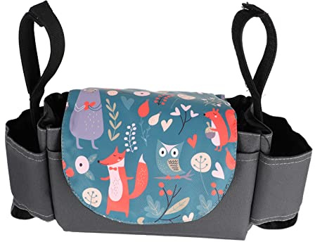 Kinderwagentasche Organizer für Babyutensilien, 35x8x8cm, Oxford | Schwarz, Hängendes Design, Große Kapazität, für Kinderwagen und Unterwegs, Praktisch für Eltern
