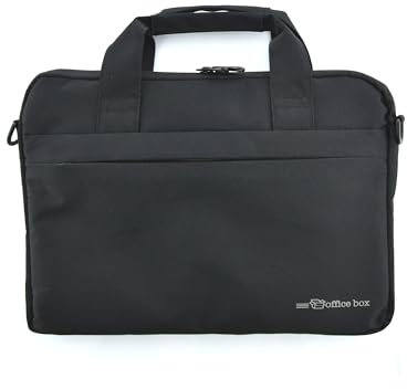 office box Maletín Para Portátiles Global - 13- Interior Acolchado, Cierres de Cremallera, Asa y Bandolera Con bolsillo Frontal y Tira para Trolley. By (13 Pulgadas, Negro Obsidiana)