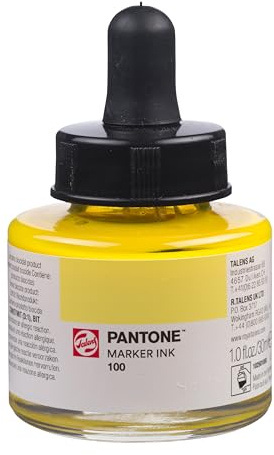 Talens | Pantone Marker-Tinte 30 ml 100 | Flüssige Tinte + Marker-Nachfüllung | Wasserbasierte, pigmentierte Tinte in 108 Pantone-Farben