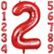 OFFCUP Zahlen Luftballon Rot, Folienballon Zahl 2, 40 Zoll Helium Ballons Geburtstagsdeko Mädchen Junge Kindergeburtstag Party Deko Ballon Zahl Deko zum Geburtstag Silvester Deko Neujahr Deko