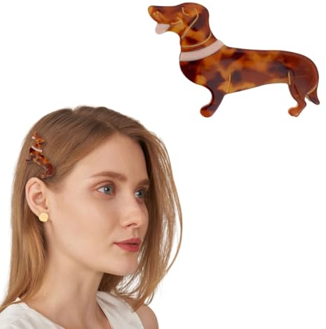 HZAOPZE 1 pcs Dackel-Haarspange Haarklammer Hund,Haarspangen Damen und Haarspangen Mädchen,Klauen Clips für Mädchen Lustige Acetat Tier Haarspangen,Hundeliebhaber Geschenke,rutschfeste Haarspange