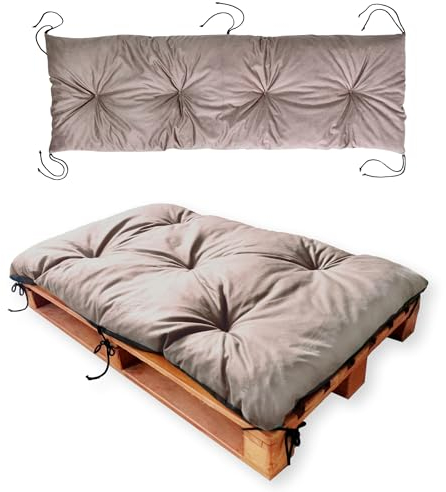 4L Textil Sitzkissen Palettenkissen Outdoor Kissen Sitzauflage Rückenkissen Bankauflage Polsterauflage Gartenpolster Sitzkissen Bank Palettenauflage (Set(120x80 cm +120x40 cm), Braun)