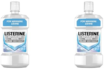 LISTERINE Advanced White Milder Geschmack (500 ml), Mundspülung zur Entfernung hartnäckiger Zahnverfärbungen, für weißere Zähne in nur 1 Woche, Mundwasser bekämpft wirksam Bakterien im Mundraum