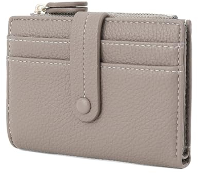 Yupneih Geldbörse Damen klein mit vielen Kartenfäche, Damen Portemonnaie klein für Frauen mit Münzfach, Mini Portemonnaie Damen klein Zipper Brieftasche Grau