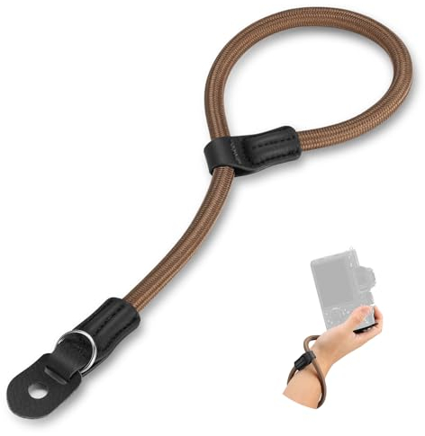 NEEWER Kamera Handschlaufe, verstellbar Kameragurt, robuster Kamera Schultergurt, runder gewebter Nylon Kletterseil Gurt mit Schlüsselring und Schutzklappe für DSLR spiegellose Kamera, Braun, CA091