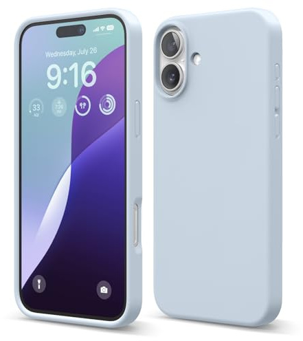 elago Liquid Silicone Case for iPhone 16 Plus Light Blue | Full Body Protection, Shockproof, Slim Phone Case, Anti-Scratch Soft Microfiber Lining (Light Blue)