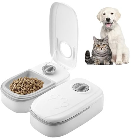 Mangeoire automatique pour chat, 2 repas automatiques avec minuterie, distributeur de nourriture pour chat, distributeur automatique de nourriture humide, double boîte de repas automatique pour chats