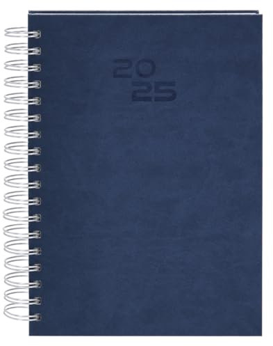 Pincho Agenda Anual 2026 Dia Por Pagina, Diario Espiral 24,5 x 19,5 cm, B5 Tapa Dura Planificador diario, Sab. y Dom. misma página, Calendario, Agenda Escolar (MARINO)