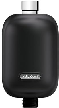 Hello Klean Filtro Doccia Nero – Filtra metalli indesiderati, cloro e impurità – Migliora la qualità di pelle e capelli – Installazione rapida per docce in-linea e elettriche