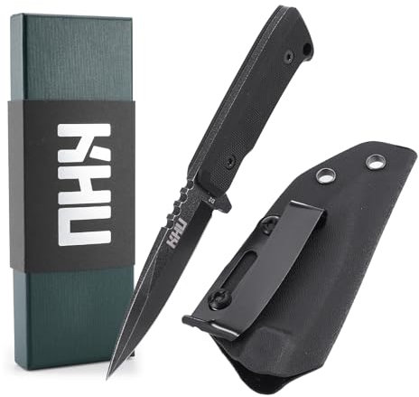 KHU Mini Coltello a lama fissa EDC Coltello da caccia Coltello da sopravvivenza Coltello Bushcraft D2 Acciaio G10 Handle, All'aperto caccia campeggio accessori With Kydex Sheath - (13A-Nuovo)