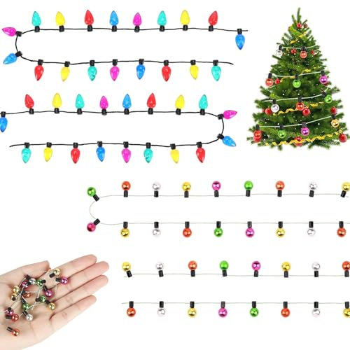 Christmas Decoration, Dolls House Christmas Tree, 4 Pcs Colorful Mini Dolls House Accessories, Miniature Accessories for Dollhouse Christmas Tree Garland Furniture Decoration(4m), for 14+ Years Old