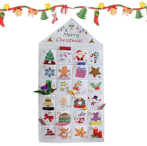 Adventskalender 2024 Als Wandkalender Aus Stoff, Adventskalender Zum Befüllen Mit 24 Taschen, Wiederverwendbar Adventskalender Mit 24 Taschen, Weihnachten Kalender Stoffbeutel Für Kinder