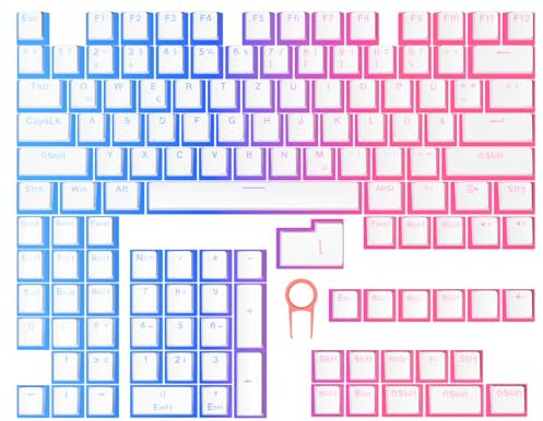 NYFTER - PBT Double-Shot Pudding Keycaps Tastenset für mechanische Tastaturen - deutsches ISO-Layout, kompatibel mit 60%/75% Tastaturen (White, Full Layout)