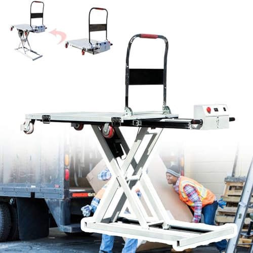 WEIMILOR Carrello elevatore Idraulico, Carrello elevatore a Forbice con Tavolo elevatore Mobile Idraulico, Tavolo elevatore Elettrico a Forbice con 4 Ruote per movimentazione Materiali
