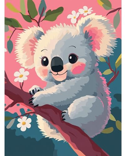 HEIBAGO Koala Peinture par Numero Adulte, Animaux Kits de Peinture, Kit de Peinture à l'huile pour Débutants, Peintures Acryliques pour la Décoration de la Maison,30X40cm