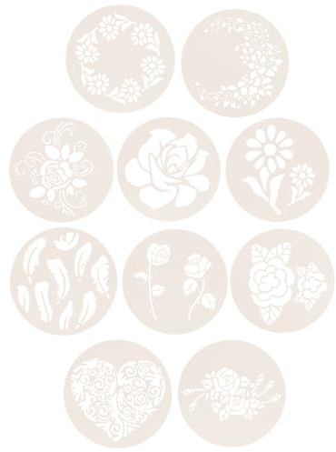 Cabilock 10 Stk Stencil Schablonen Mit Blumenmuster Für Kuchen Cappuccino Latte Und Kaffee Wiederverwendbare Backen Zubehör Vorlagen Für Puderzucker Kakao Und Kreative Diy-Dekoration
