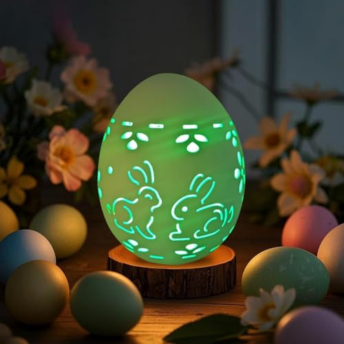 RZXBB LED Ostereier Keramik Ostereier Deko aus Porzellan Frühlingsdeko Osterdeko Hase Osterei Licht für Osterdeko Innen Tischdeko (Farbe: A)