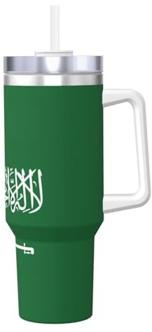 JIUTY Taza de viaje de acero inoxidable con diseño de bandera de Arabia Saudita, 1,134.0 g, con asa para té, té, café, regalo