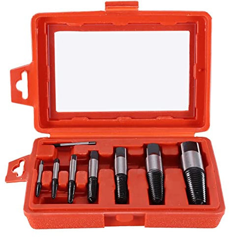 Bolzenextraktor 8pcs Schraubenextraktion mit Geformter Kiste für Zerbrochene Schrauben Rostige Wasserrohre und Schrauben für den Haushaltsgebrauch und Ein Professioneller