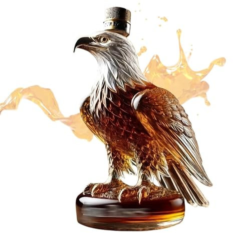 DJMAW Carafe À Whisky Eagle, Bouteille À Whisky Bald Eagle, Carafe À Whisky en Verre Unique, Carafe À Whisky Eagle, Carafe À Whisky Unique en Verre, Cadeau pour Les Amateurs De Whisky(Round Bottom)