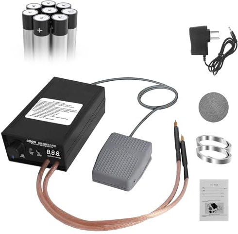 ELIKBH Soldador láser portátil de Mano de 8000 W para Soldadura por Puntos de batería con Salida de Pulso Dual y Pedal para láminas de níquel de 0,1 a 0,3 mm de Espesor en Paquetes de baterías 18650