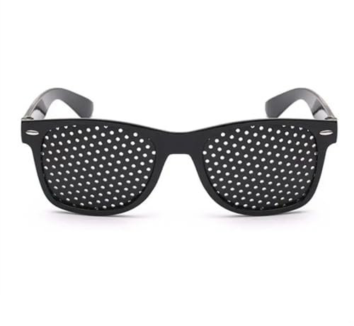 ESMENATZLS Schwarze Fahrradbrille mit Nadelloch, für Augenübungen, Augen-Training, verbessert das Sehvermögen, Massagewerkzeug