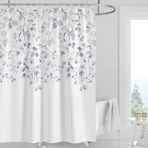 GONOVE Shower Curtain 180 x 200cm Mildew Resistant Waterproof Polyester Fabric Flowers Bathroom Shower Curtain Liner Long Washable Bath Curtain with Hooks, Weighted Hem