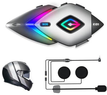 OBEST Motorrad Helm Bluetooth Headset, Kopfhörer Headset Motorrad Lautsprecher, Motorradhelm Multifunktionsfahrrad-Kopfhörer, Bunte RGB-Beleuchtung, V5.4 Motorradhelm Kopfhörer Lautsprecher