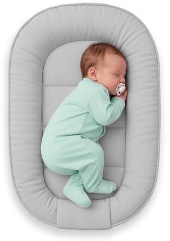 NATILU Babynest 60×90 cm Velvet, verstellbar, tragbar – Babynest für Neugeborene und Säuglinge (GREY)