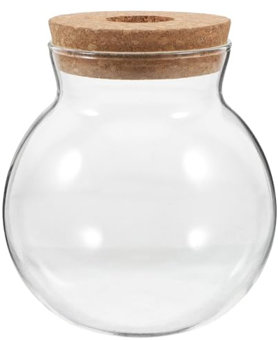 jojofuny Micro Landschaft Glasflasche mit Korkverschluss Rundes Hydroponik Terrarium Vielseitig als Vase Aquarien Dekoration und Pflanzenbehälter Platzsparend für Sukkulenten Farne und