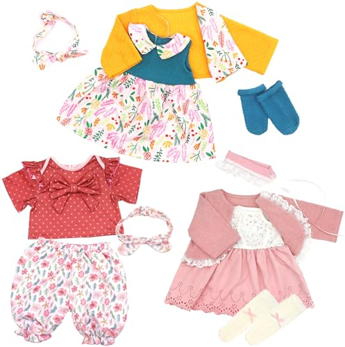 Puppenkleidung für 50-55 cm Baby Puppen mit Mantel Kleid, 3-Packungen