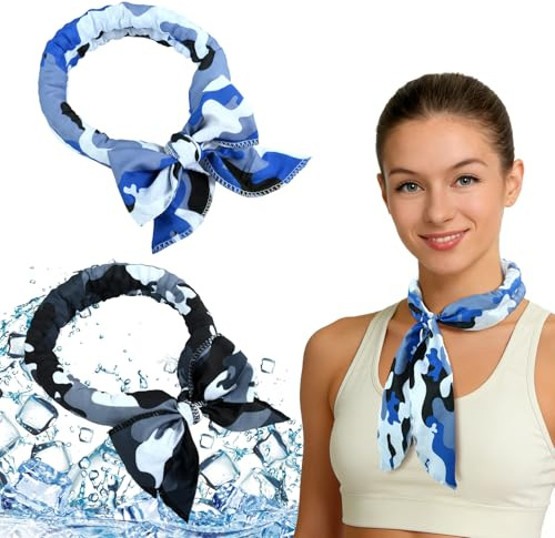 Kühltuch Nacken, 2 PCS Kühlendes Handtuch, Ice Cooling Schal, Sports Kühltuch Cooling Schal, Sports Cool Cooling Schals für Laufen, Radfahren, Wandern und Fitness, Unisex (B)