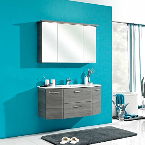 Badmöbel-Set Pelipal Alika Badset 3tlg. B112 cm Badezimmer-Möbel Graphitgrau Struktur/Graphitgrau Struktur Badmöbel-Programm