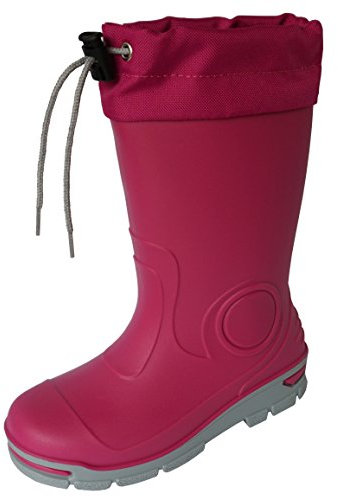 Stivali da Pioggia per Bambini Stivalletti di goma Rosa con i Lacci 33/34