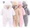 Haokaini Baby-Strampler mit Kapuze und Bärenwärmer aus Baumwolle und Fleece, Grey, 0-3 Monate