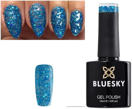 Bluesky BLUE GLITTER TURQUOISE MERMAIDS TAIL S13N Nail Gel Polish UV LED Soak Off