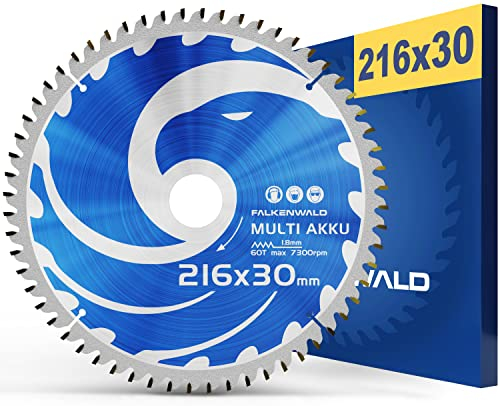 FALKENWALD® - Lama per sega circolare 216 x 30 mm, batteria, lama per sega troncatrice, circolare da banco e a mano, multimateriale, compatibile con sega circolare Bosch GTS 635-216, Bosch PCM 8