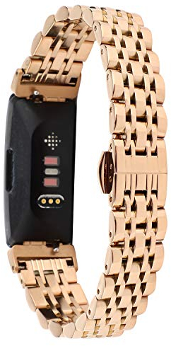 Tencloud Armbänder Kompatibel mit Fitbit Inspire 2 Armband, Metall Edelstahl Verstellbarer Ersatz Business Armband Armbanduhr Zubehör Nur für Inspire 2 Fitness Tracker (Roségold)