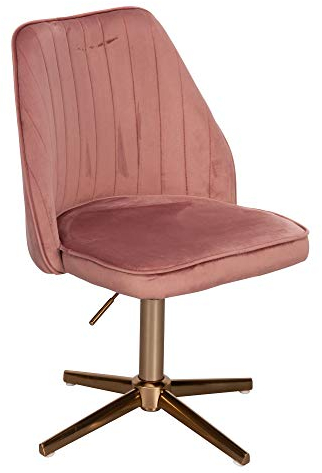 WOHNLING Chaise de Bureau Chaise pivotante Design Velours Rose avec Dossier | Chaise Coque 120 kg réglable en Hauteur | Chaise de Travail sans roulettes | Chaise Bureau Bureau à Domicile Rotatif