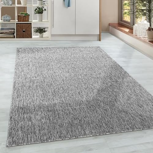 HomebyHome Teppich Wohnzimmer 160x230 cm Hellgrau Einfarbig Meliert Design - Schlafzimmer Teppich Kurzflor Extra Weich Pflegeleicht Teppiche Waschbar für Küche Esszimmer - Carpet Living Room