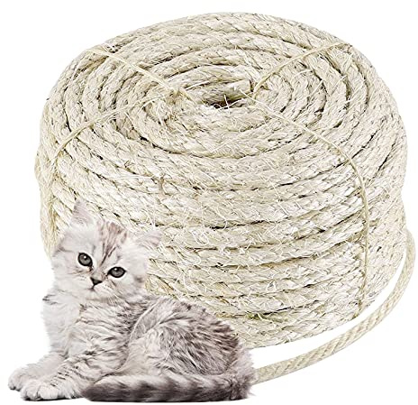 MZFANG Natural Sisal Rope Cat Scratching Rope 7mm(20m) Cat Hemp Rope Replacement Scratch Post Twine Jute String Thick for Pet Tree Pad Toys Crafts Garden Bundling Decor