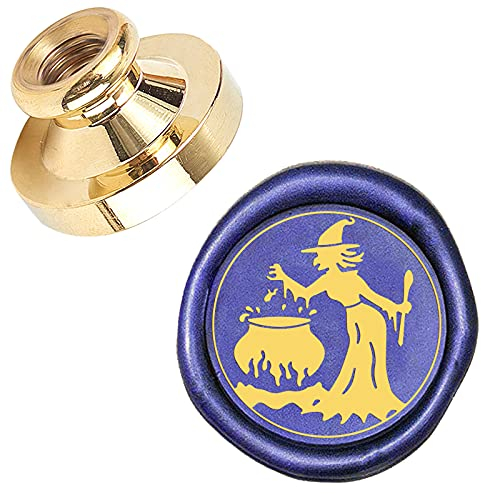 craspire Wachssiegelstempel „Halloween-Hexe“, Zaubertränke, Austauschbarer 25-Mm-Siegelwachsstempel, Messingkopf, Nur Für Halloween-Einladungen, Karten, Flaschen, Geschenkdekoration