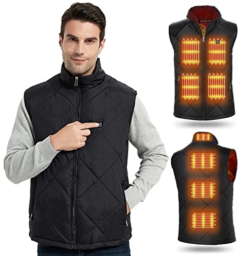 FERNIDA Beheizbare Weste für Herren Damen,Winter Warm Draussen USB Aufladung Elektrische Heizweste mit 8 beheizte Zonen (Batterie nicht enthalten), Schwarz, M