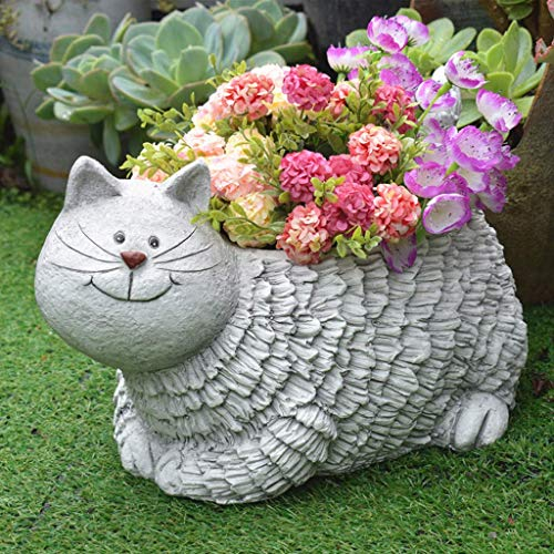 WLICWEI Blumentöpfe im Freien, Garten Hof Katze Topf Topf Container, Kreativer Niedlicher Blumentopf, Sukkulenten Balkon Dekoration Blumentopf Pflanzgefäße 42 * 29 * 29cm