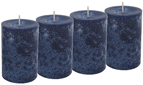 4 Stumpenkerzen Kerzen Dunkelblau Blau Tischdeko Adventskranz 9cm hoch Ø 6cm