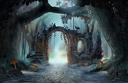 VLIES Fototapete-MYSTISCHER TORBOGEN-(PF5579)-500x280 cm-Fantasy Mystery Märchen Games RPG CGI Dekoration XXL Wandbild Wandtattoo Moderne Tapete Poster