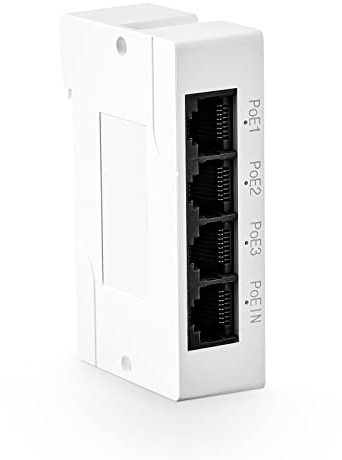 MokerLink 4 Port PoE Extender, IEEE 802.3 af/at PoE Repeater, 100 Mbit/s, 1 PoE Eingang, 3 PoE Ausgänge, POE Passthrough Switch für Wand und Din Schienenmontage