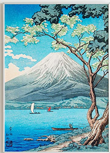 JOPRICO Fuji vom See Yamanaka - Hiroaki Takahashi - Japan Poster - Asia Dekoration - Vintage Japan Kunstdruck Größe 50x70 cm | 20x28 inch