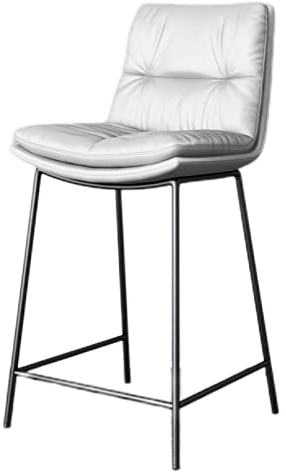 Barhocker Thekenhöhe Hocker mit Rückenlehne, Barhocker im Landhausstil mit hoher Rückenlehne und größerem gepolstertem Sitz, Barhocker mit mattschwarzen Metallbeinen
